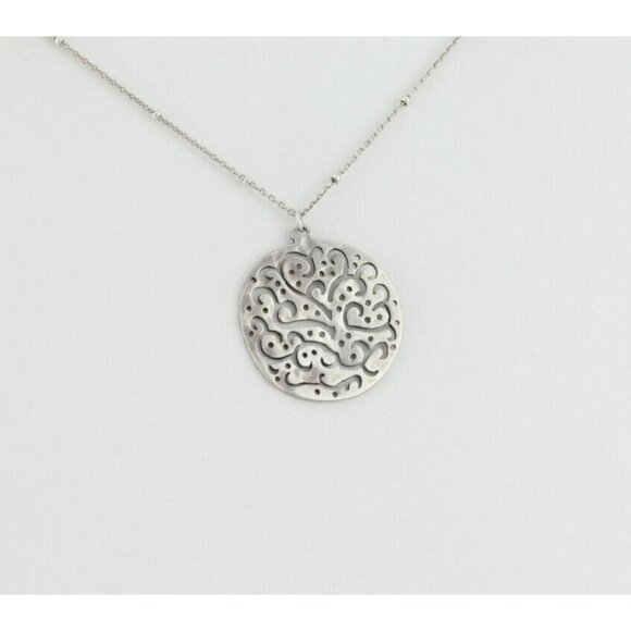 Sterling Silver Filigree Cut Above Circle Necklace 18" Chain  Silpada - Picture 1 of 8